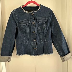 Banana Republic Jean Jacket. Size Small. Frayed edge. Fancy buttons